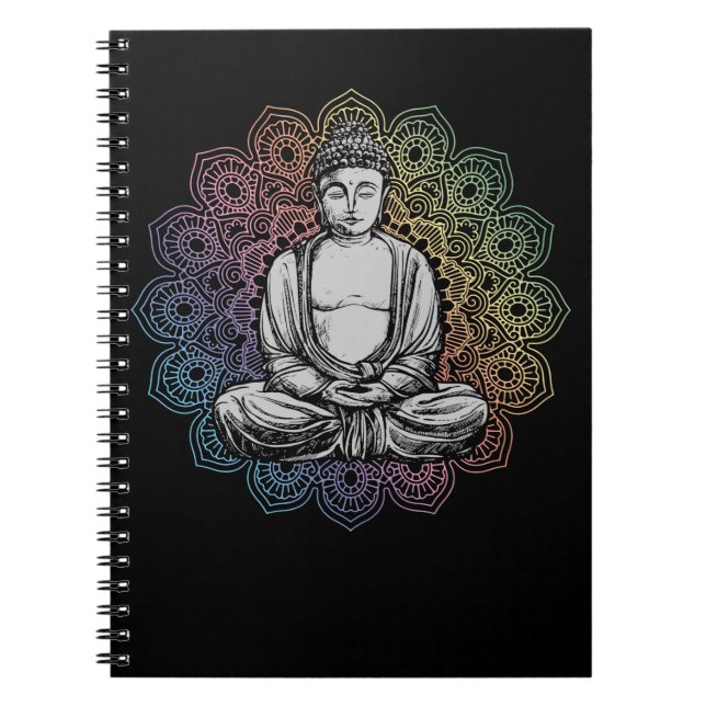 Caderno Espiral Budismo espiritual Buda Mandala Yoga (Frente)