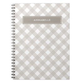 Caderno Espiral Bufalo tartan moderno bege natural personalizado