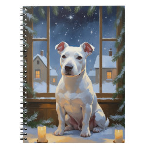 Caderno Espiral Bull Terrier com Luzes de Natal Feriado