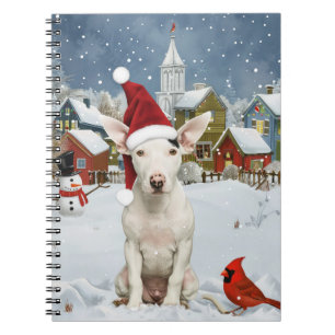 Caderno Espiral Bull Terrier Dog Winter Wonderland Natal Joy