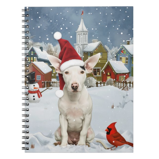 Caderno Espiral Bull Terrier Dog Winter Wonderland Natal Joy (Frente)