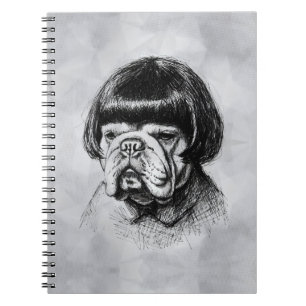 Caderno Espiral Bulldog com uma Peruca (Estilo 1) Arte Fina