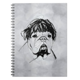 Caderno Espiral Bulldog com uma peruca (Estilo 2) Arte fina