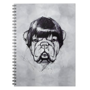 Caderno Espiral Bulldog com uma Peruca (Estilo 3) Arte Fina