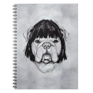 Caderno Espiral Bulldog de Peruca (Estilo 6) Arte Refinado