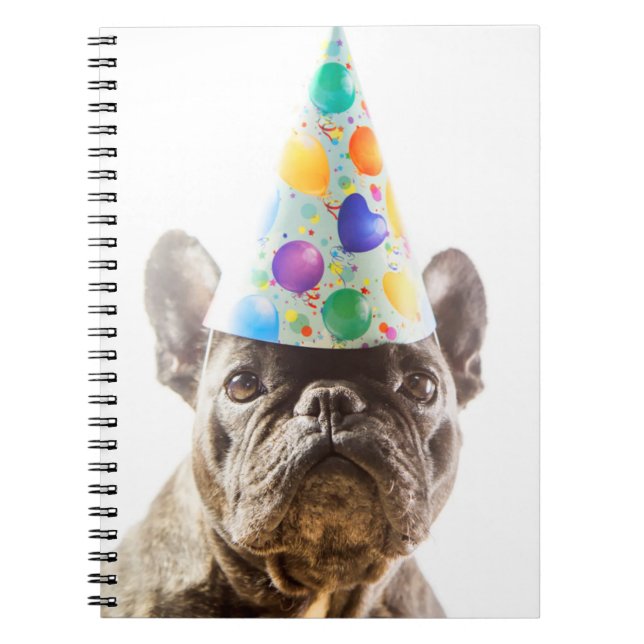 Caderno Espiral Bulldog Francês com Chapéu do Partido (Frente)