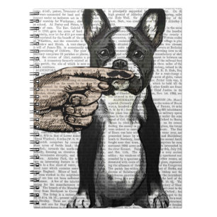 Caderno Espiral Bulldog francês e bigode dedo