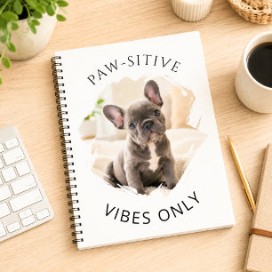 Caderno Espiral Bulldog Francês foto Vibrações positivas apenas