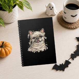 Caderno Espiral Bulldog Francês Menina de Halloween Múmia Fofa