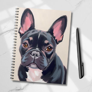 Caderno Espiral Bulldog Francês   Pintura de Cachorro Animal de Es