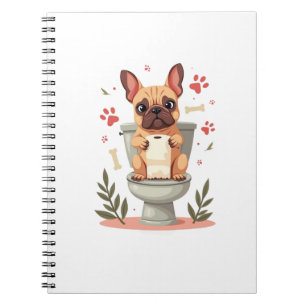Caderno Espiral Bulldog Francês Zangado Vintage Segurando Papel Hi