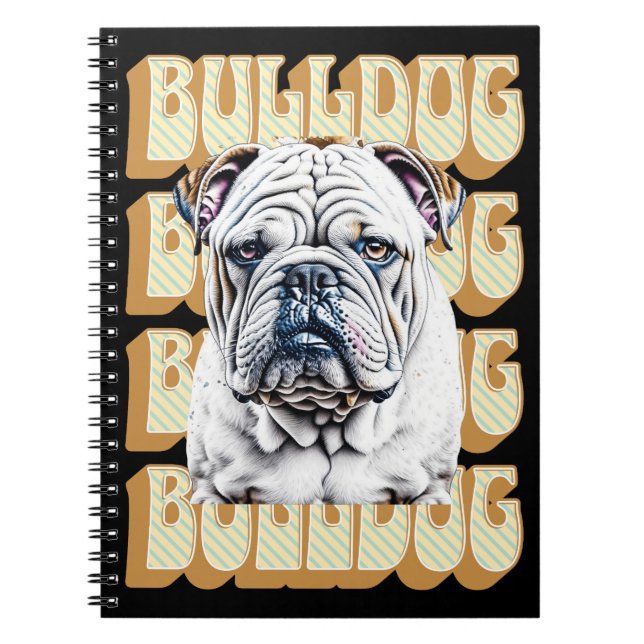 Caderno Espiral Bulldog Inglês com Fonte Retroativa (Frente)