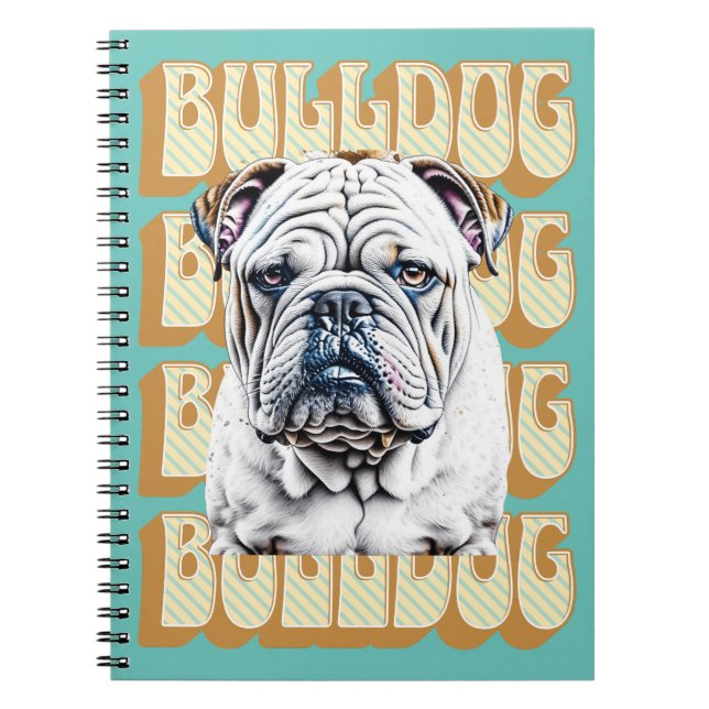 Caderno Espiral Bulldog Inglês com Fonte Retroativa (Frente)