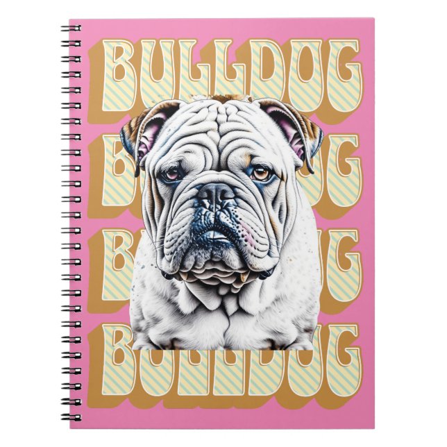 Caderno Espiral Bulldog Inglês com Fonte Retroativa (Frente)