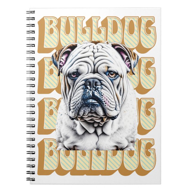 Caderno Espiral Bulldog Inglês com Fonte Retroativa (Frente)