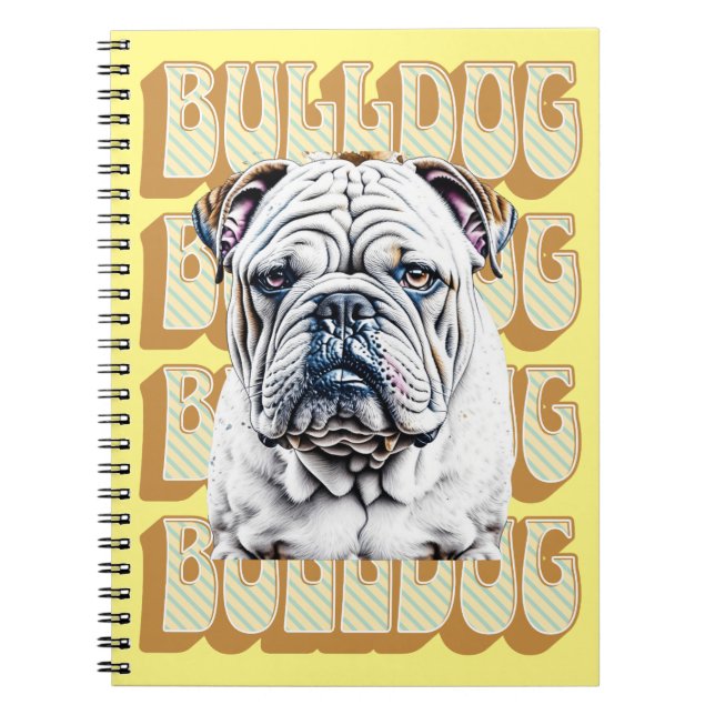 Caderno Espiral Bulldog Inglês com Fonte Retroativa (Frente)