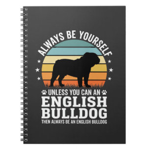 Caderno Espiral Bulldog Inglês Pôr do Sol Seja Você Mesmo Cachorro