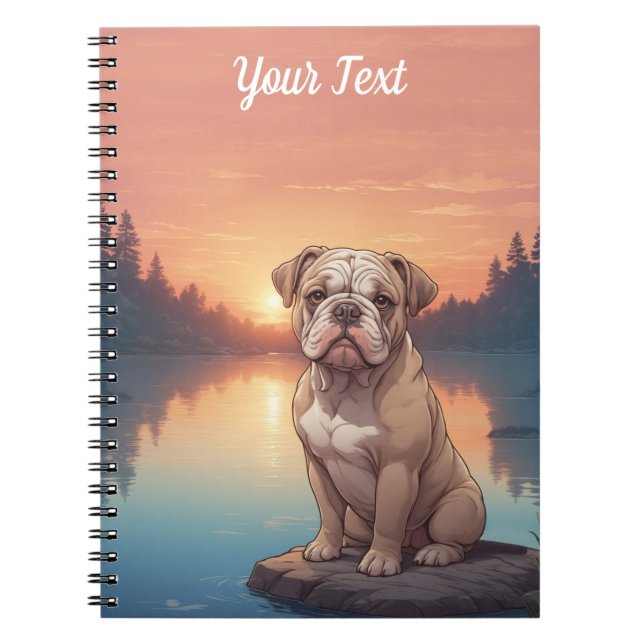 Caderno Espiral Bulldog perto do lago (Frente)