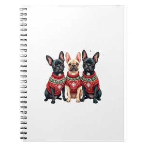 Caderno Espiral Bulldogs Franceses de Natal Frenchie de Natal