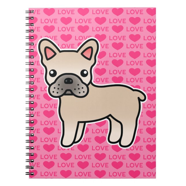 Caderno Espiral Bulldogue Francês Cartoon Creme (Frente)