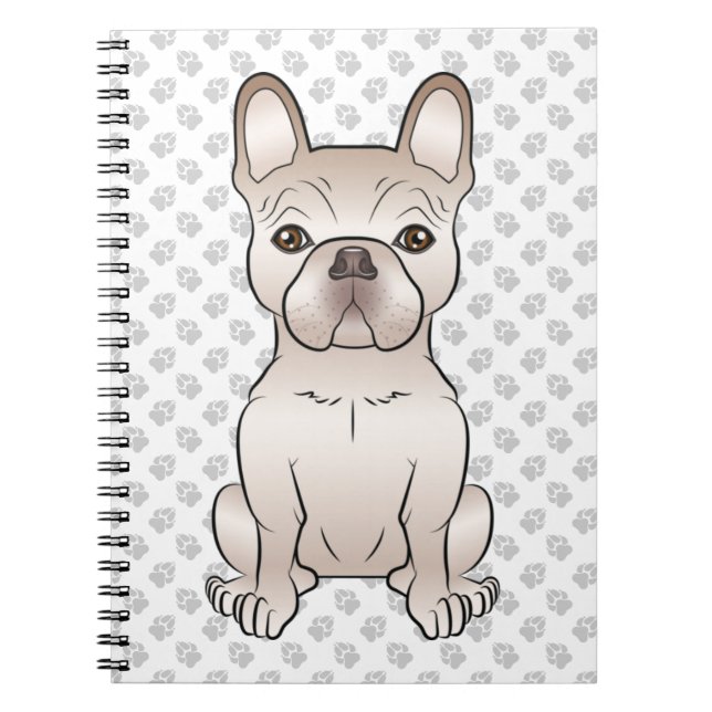 Caderno Espiral Bulldogue Francês Creme / Cachorro e Patinhas Fren (Frente)