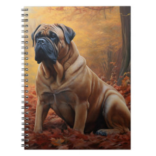 Caderno Espiral Bullmastiff das Folhas do outono Cai no Império