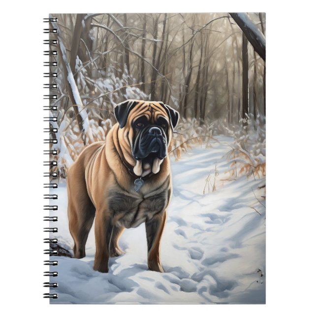 Caderno Espiral Bullmastiff Deixe Nevar Natal (Frente)
