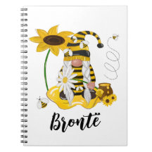 Bumble Bee Sunflower Personalised Gnomo Notebook