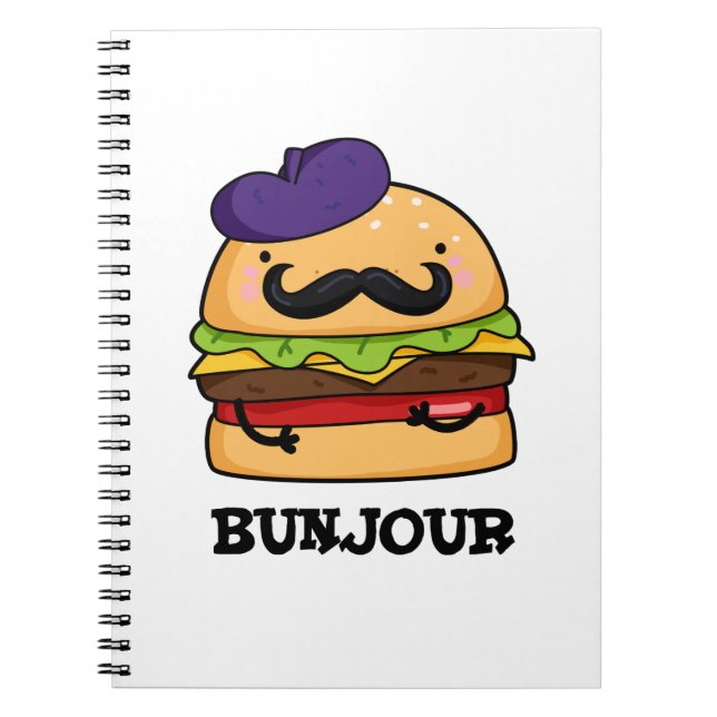 Caderno Espiral Bunjour Hambúrguer Francês Divertido Pão Pun  (Frente)