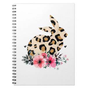 Caderno Espiral Bunny Leopard Imprime Páscoas Florais Cute Meninas