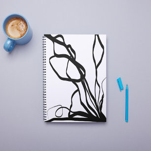 Caderno Espiral Buquê Blanc: Abstrato branco e preto