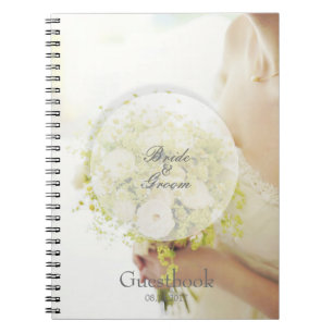 Caderno Espiral Buquê de flor noiva editável livro de convidados d