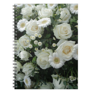 Caderno Espiral Buquê de Flores Brancas