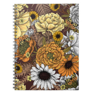 Caderno Espiral Buquê de flores- rosas, peonias, margaridas