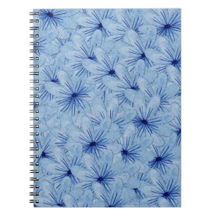 Caderno Espiral Buquê de Flores Selvagens Azuis de Aquarela