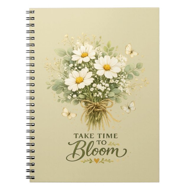 Caderno Espiral Buquê de Flores Silvestres Brancas (Frente)
