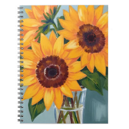 Caderno Espiral Buquê de Girassóis | Floral Amarelo em Aquarela