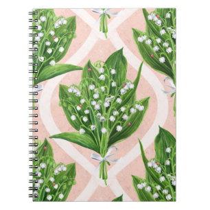 Caderno Espiral Buquê de lilly das flores do vale a rosa