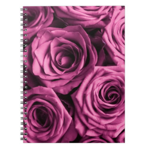Caderno Espiral Buquê de rosas roxos, flores fundo floral