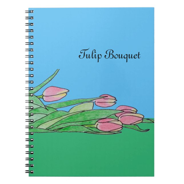 Caderno Espiral Buquê de Tulipas Deitado  (Frente)