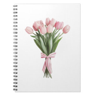 Caderno Espiral Buquê de Tulipas Rosa