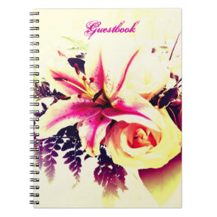 Caderno Espiral Buquê do lírio - Guestbook Wedding/do chá de