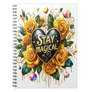 Caderno Espiral Buquê Encantador De Rosas Ouros E Coração