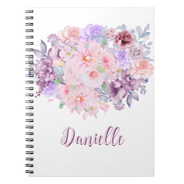 Caderno Espiral Buquê Floral Personalizado (Frente)