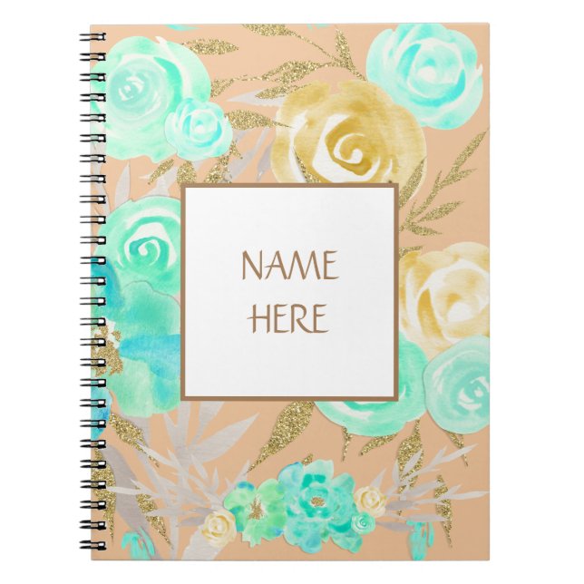 Caderno Espiral Buquê floral personalizado (Frente)