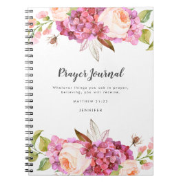 Caderno Espiral Buquê Floral Personalizado Diário de Oração