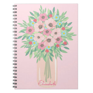 Caderno Espiral Buquê Floral Rosa