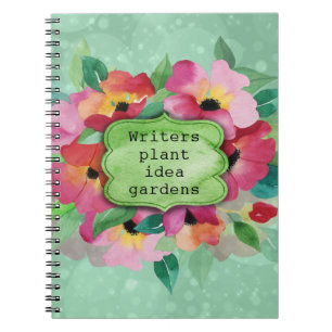 Caderno Espiral Buquê Floral Rosa Escritores Plantação de Jar