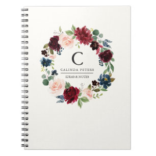 Caderno Espiral Buquê   Monograma floral