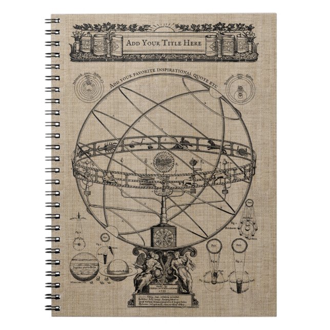 Caderno Espiral Burcolo esférico da esfera armilar antiga (Frente)